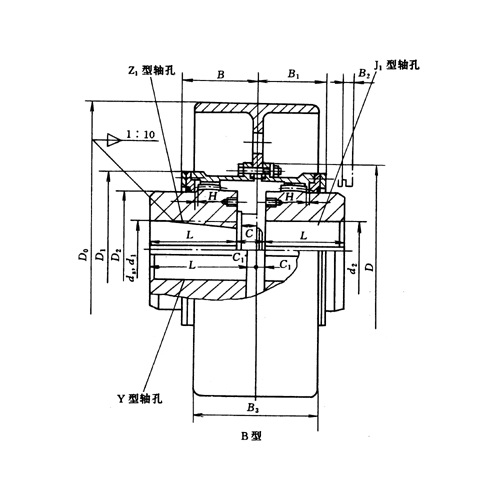帶制動(dòng)輪鼓形齒式聯(lián)軸器圖紙