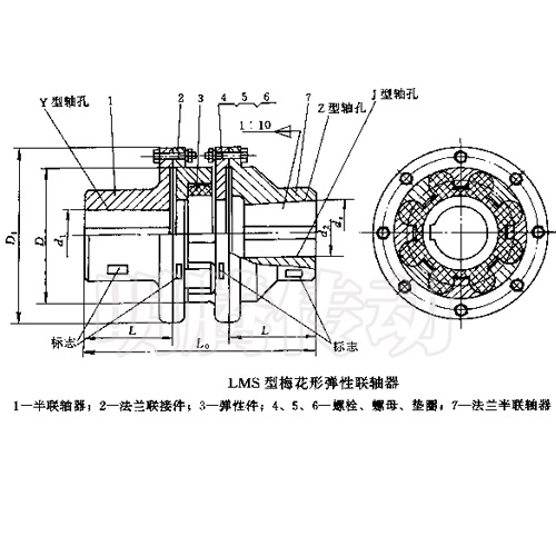 LMS型雙法蘭梅花形聯(lián)軸器圖紙