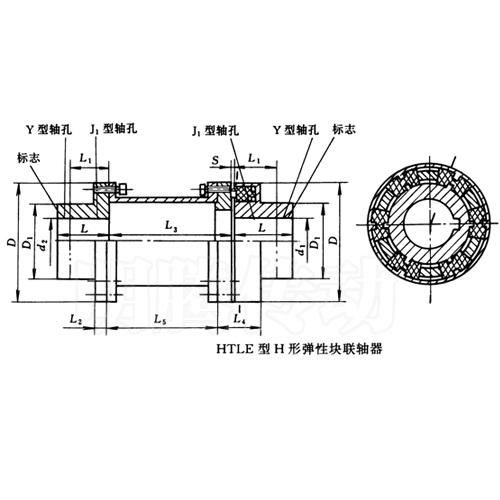 HTLE型H形彈性塊聯(lián)軸器圖紙